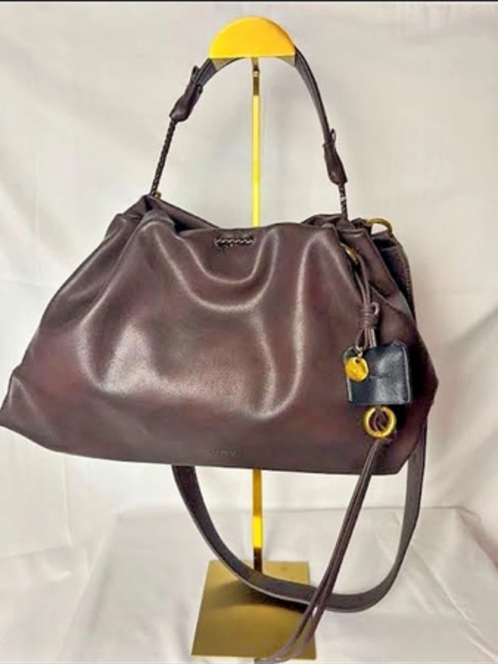 Songmont Medium Gather Bag Ebony Brown Nappa Leather Shoulder Crossbody